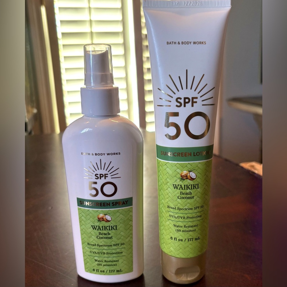NWT, Bath & Body Works Sunscreen Set, Waikiki Beach Coconut, SPF 50